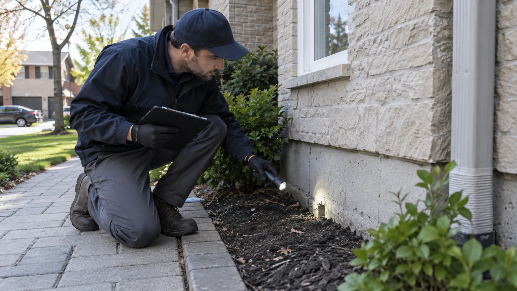 Pest control technician inspecting a North York home for mice